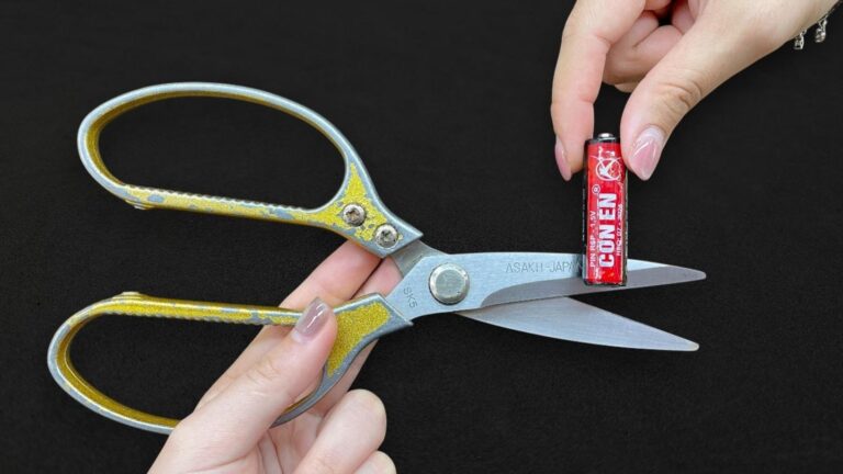 This simple trick revives dull scissors to razor-sharp perfection with a used battery…
