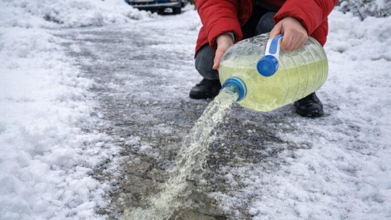 This simple mixture melts ice away… say goodbye to shoveling and expensive salt!