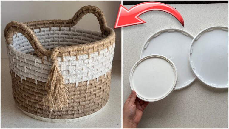 Transform 1 Plastic Bucket Lid into a Stunning DIY Basket in Minutes! 🧺