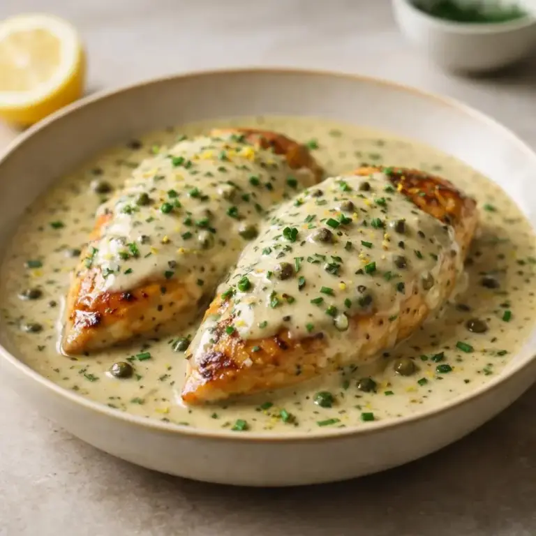 Pan-Seared Chicken with Lemon-Garlic Butter and Creamy Green Pepper Sauce