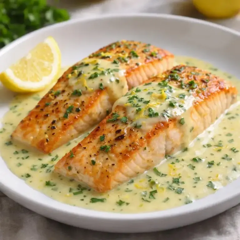 Pan-Seared Salmon Fillets with Creamy Lemon Herb Sauce