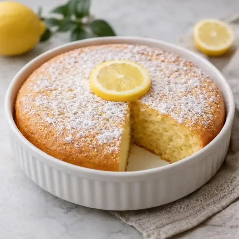 Moist Lemon Cake (No Frosting) – A Zesty Delight with Powdered Sugar