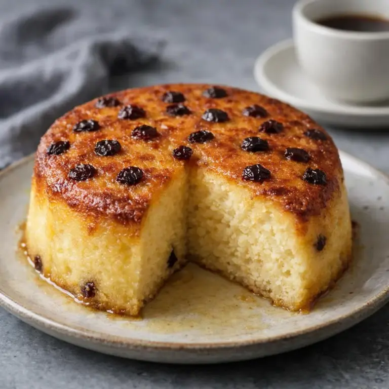 Moist Vanilla Yogurt Cake with Caramelized Topping and Raisins